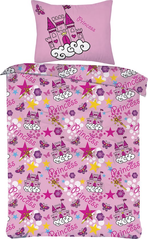 Dekbedovertrek Set- Meisjes-Princess - 140 x 220-cm + 1 kussensloop 60x70cm-Roze